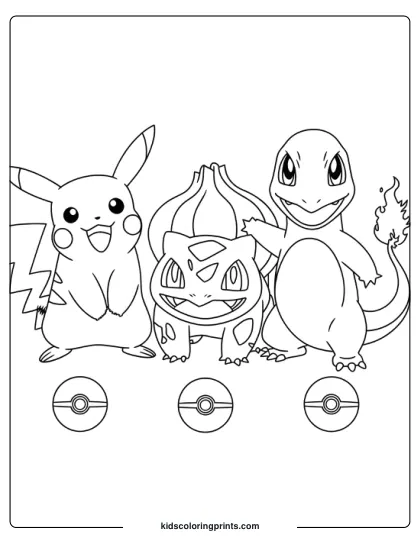 Pokemon Characters Coloring Page