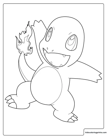 Charmander Coloring Page With A Bright Tail Flame