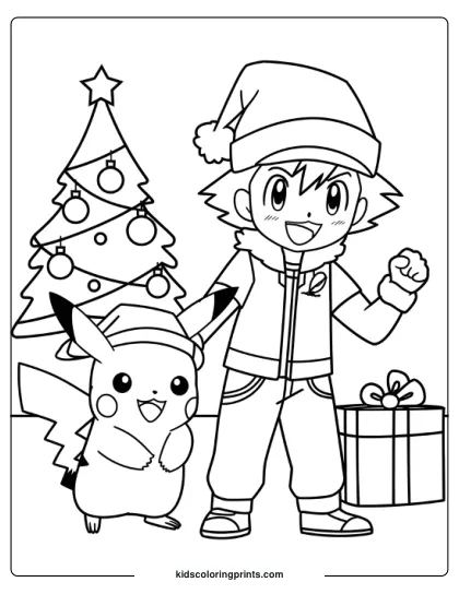 Pokemon Christmas Coloring Page