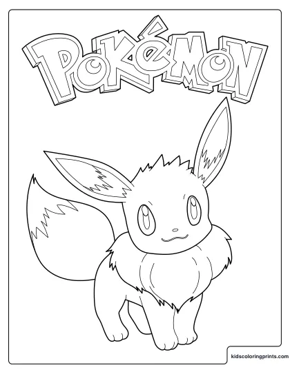 Eevee Coloring Page Standing Proudly With Fluffy Tail
