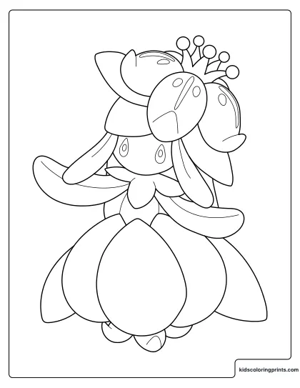 Lilligant Coloring Page Standing Gracefully With Flower Petals Open