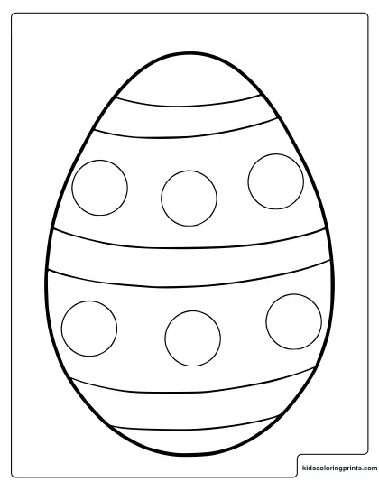 Polka Dots And Stripes Easter Egg Design Coloring Page