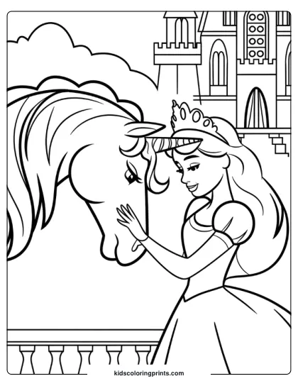 Unicorn Princess Coloring Page
