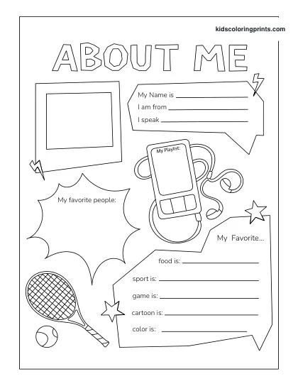 Printable All About Me Worksheet For Boys With Name, Birthday, And Favorite Color Sections.