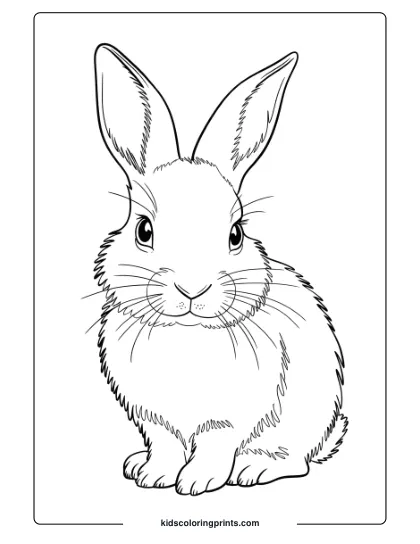 Coloring Page Of A Realistic Bunny With Detailed Fur And Expressive Eyes, Focusing On Natural Beauty.
