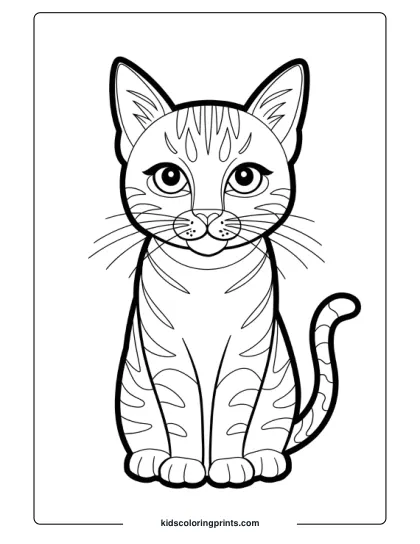 Realistic Cat Coloring Page