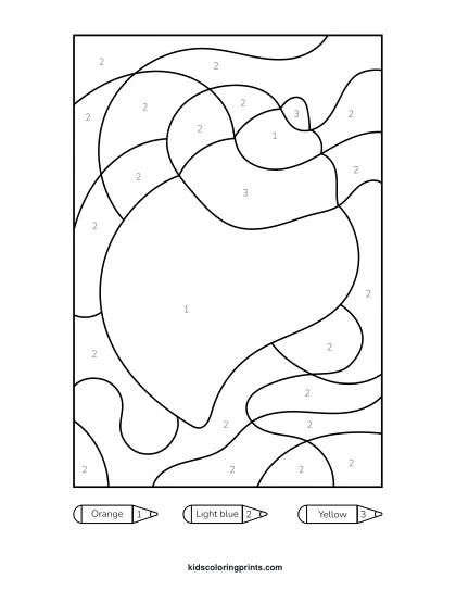 Sea Shell Color By Number Coloring Page Featuring A Star-Shaped Shell With Radiating Lines And Curved Edges.