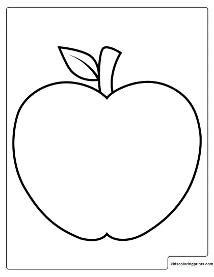 Simple Apple Outline Coloring Page.