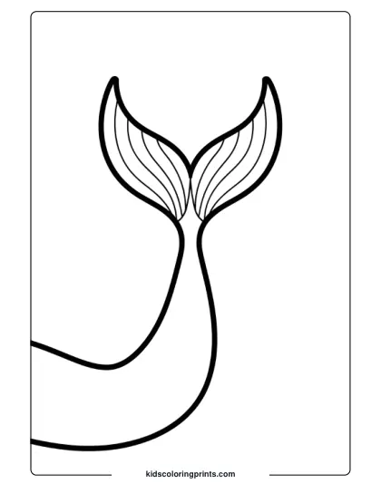 Mermaid Tail With Smooth, Wavy Lines And A Fan-Shaped Top In This Simple Coloring Page For Kids.