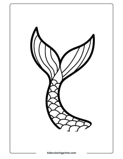 Mermaid Tail With Overlapping Scales And A Tapered Fin In This Beautifully Detailed Kids’ Coloring Page.