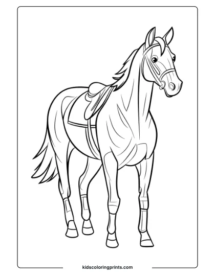 A Racing Horse In Sleek Form, Capturing A Competitive Spirit For A Detailed Coloring Page.