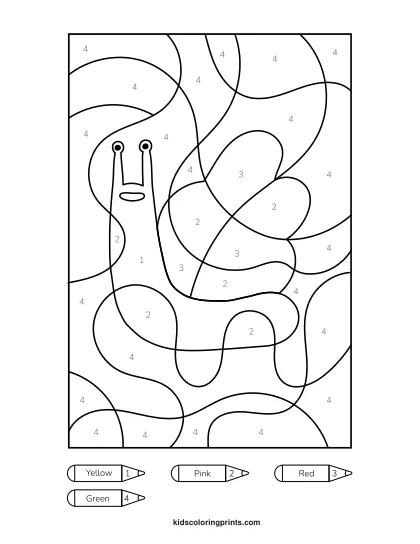 Snail Color By Number Coloring Page With Fun Details To Color In.