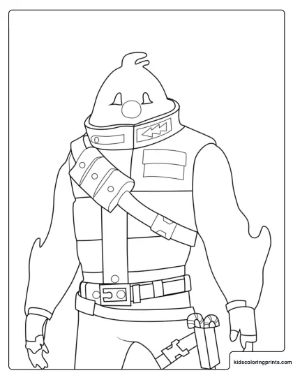 Snowman From Fortnite Coloring Page With Winter Outfit And Shoulder Hammer