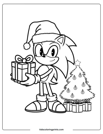 Sonic Christmas Coloring Page