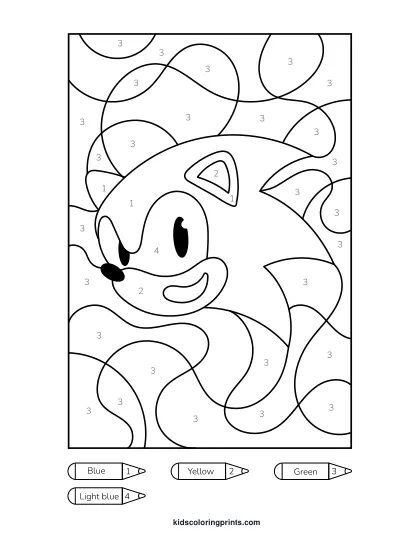 Sonic Color By Number Coloring Page With Fun Details To Color In.
