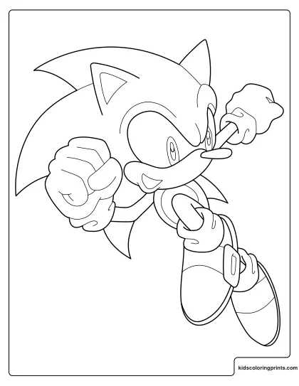Sonic Coloring Page Punching Forward While Jumping Through The Air