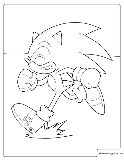 Sonic Coloring Page Running At Full Speed With A Focused Look