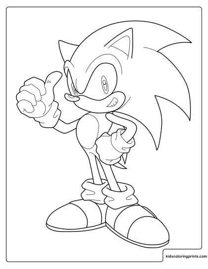 Sonic Coloring Page Standing And Giving A Confident Thumbs Up