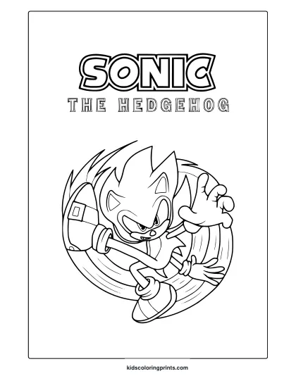 Coloring Page With Sonic The Hedgehog In A Running Pose And Iconic Outfit.