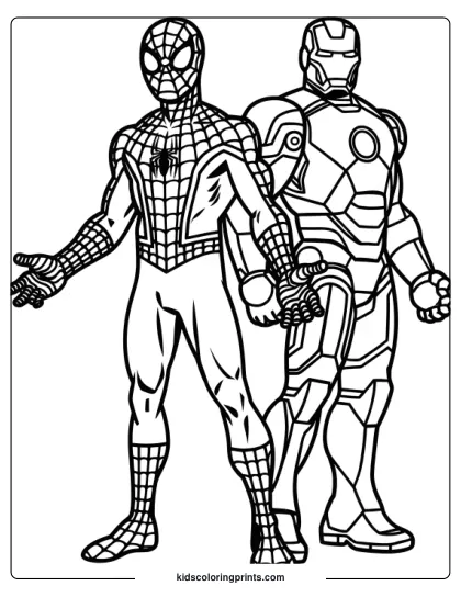 Spiderman And Iron Man Coloring Page