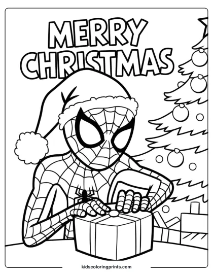 Spiderman Christmas Coloring Page