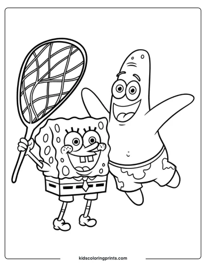 Spongebob And Patrick Enjoy Their Time Together In This Playful Coloring Sheet.