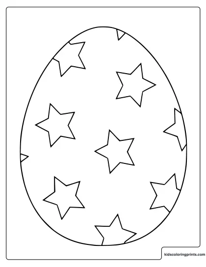 Starry Easter Egg With Bold Stars Coloring Page