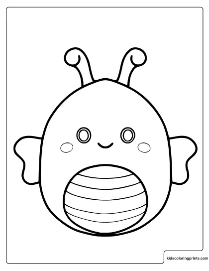 Sunny The Bee Squishmallow Coloring Page With Antennae And Wings.