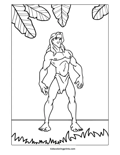 Tarzan Coloring Page Standing Confidently.