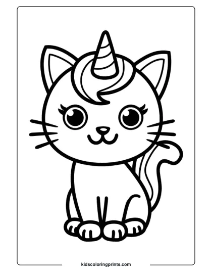 Unicorn Cat Coloring Page