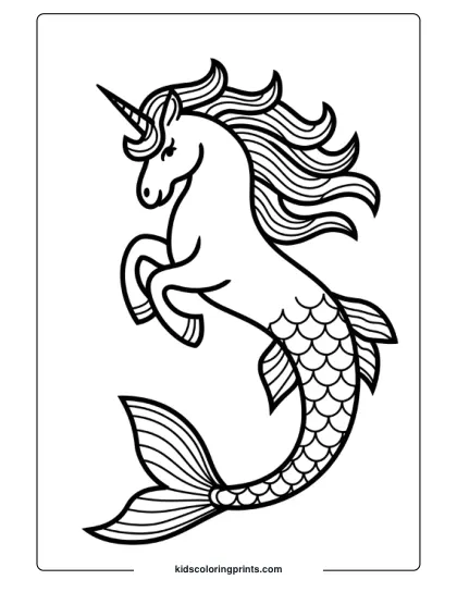 Unicorn Mermaid Coloring Page