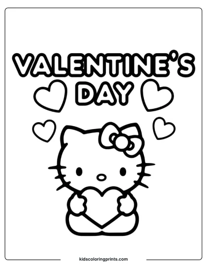 Hello Kitty Valentine’s Day Coloring Page