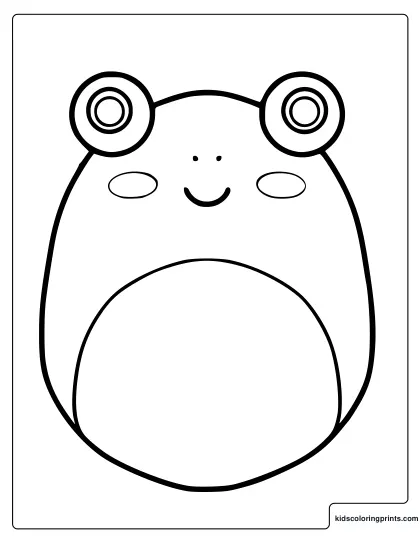 Wendy The Frog Squishmallow Coloring Page With Big Eyes And Cheeks.