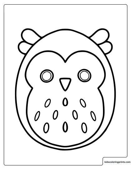 Winston The Owl Squishmallow Coloring Page With Feather Details.